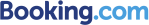 Logo di Booking.com con testo blu su sfondo trasparente.