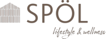 Logo di Spöl Lifestyle & Wellness con un disegno di edificio orizzontale stilizzato.